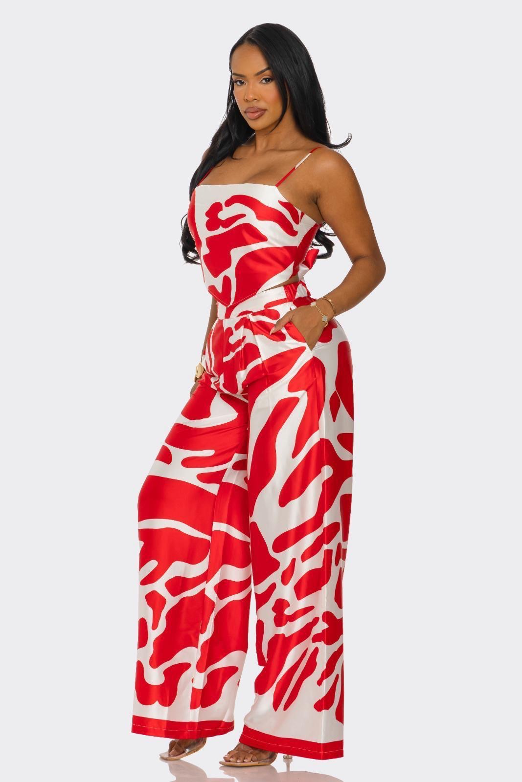 Chic Abstract Print Two-Piece Set