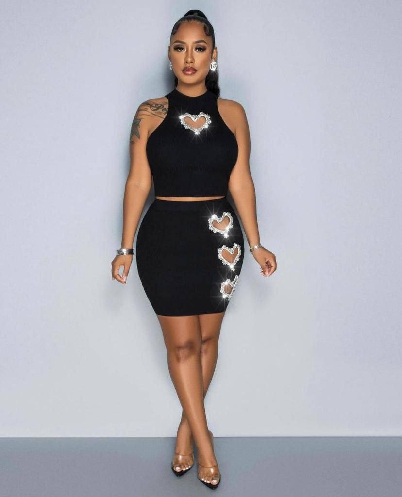 Elysian Heart Embellished Two-Piece Set